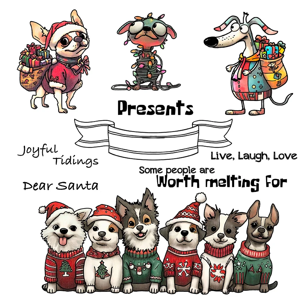 

Mangocraft Cute Christmas Puppy Dogs Clear Stamp DIY Scrapbooking Supplies Silicone Stamp For Card Making Albums Crafts Decor