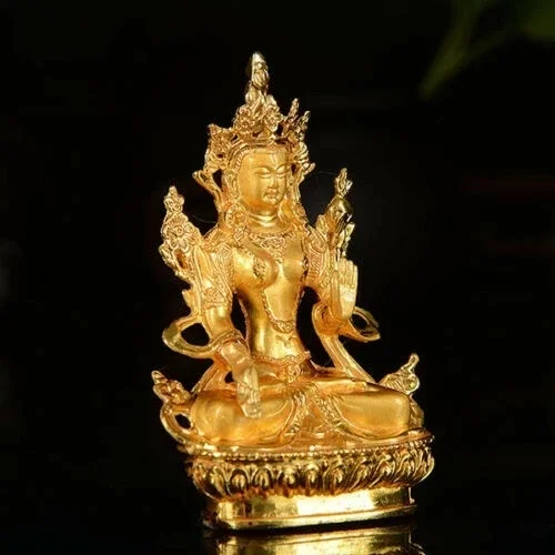 Collectable Chinese Brass Carved Tibet Tibetan Buddha Buddhist Mikky Gild White Tara Statue