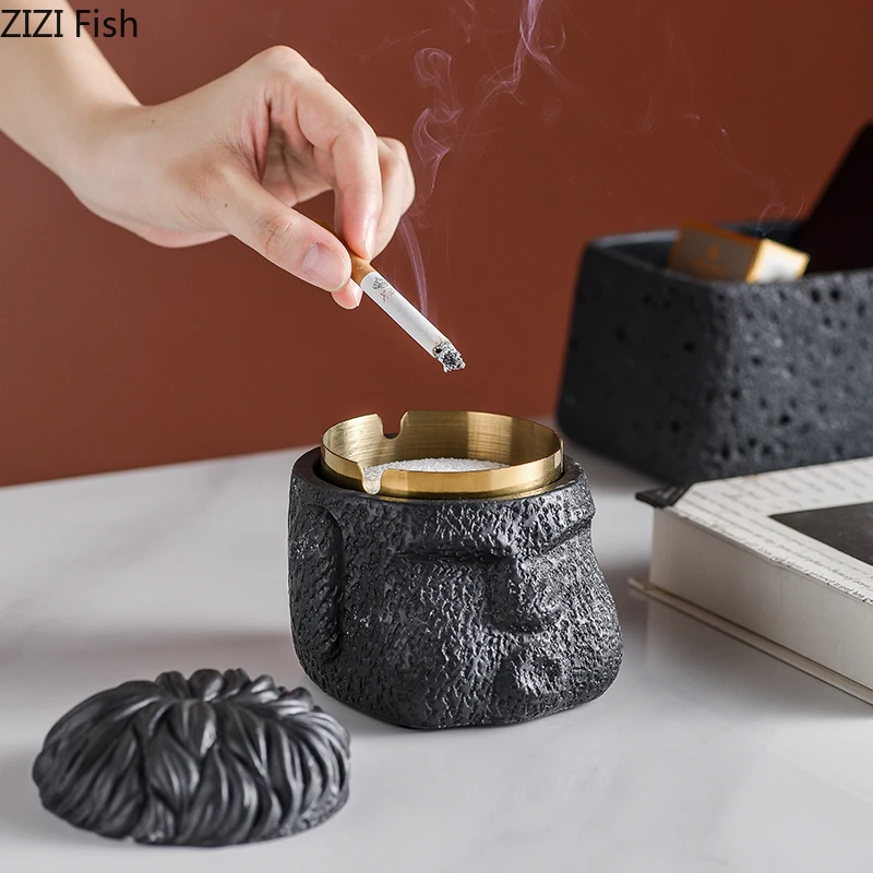 Abstract Figure Portraits Creative Cement Ashtray Office Desk Decoration Smoking Accessories Ashtrays Gift for Boyfriend