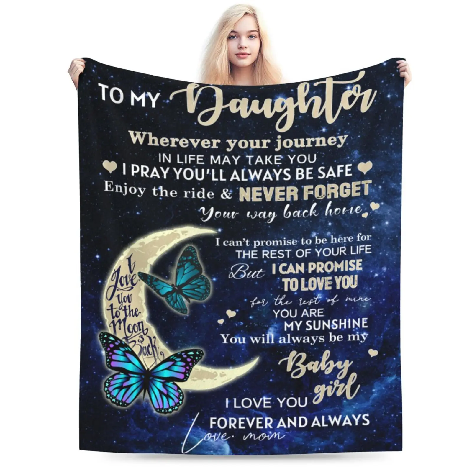 

To My Daughter Throw Blanket Ultra-Soft Lightweight Flannel Cozy Blanket Birthday Christmas Gifts Ideas for Bed Couch Sofa