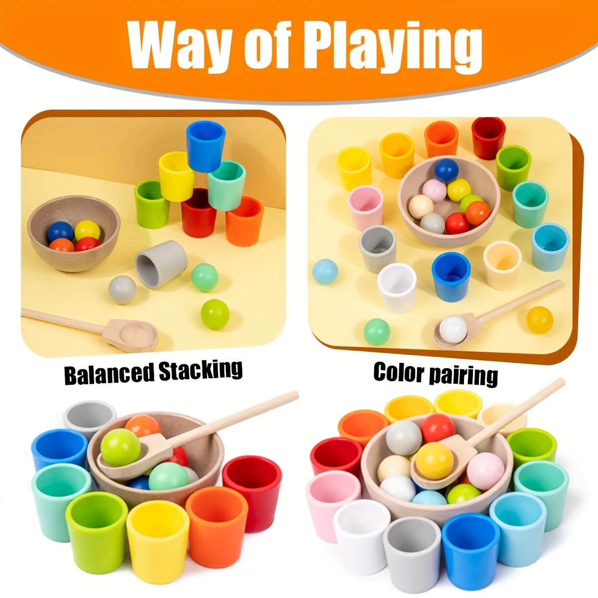 ألعاب مطابقة الألوان على شكل كرة قوس قزح الخشبية، ألعاب مطابقة خشبية لتعلم فرز الألوان والعد، هدايا عيد الميلاد والهالوين
