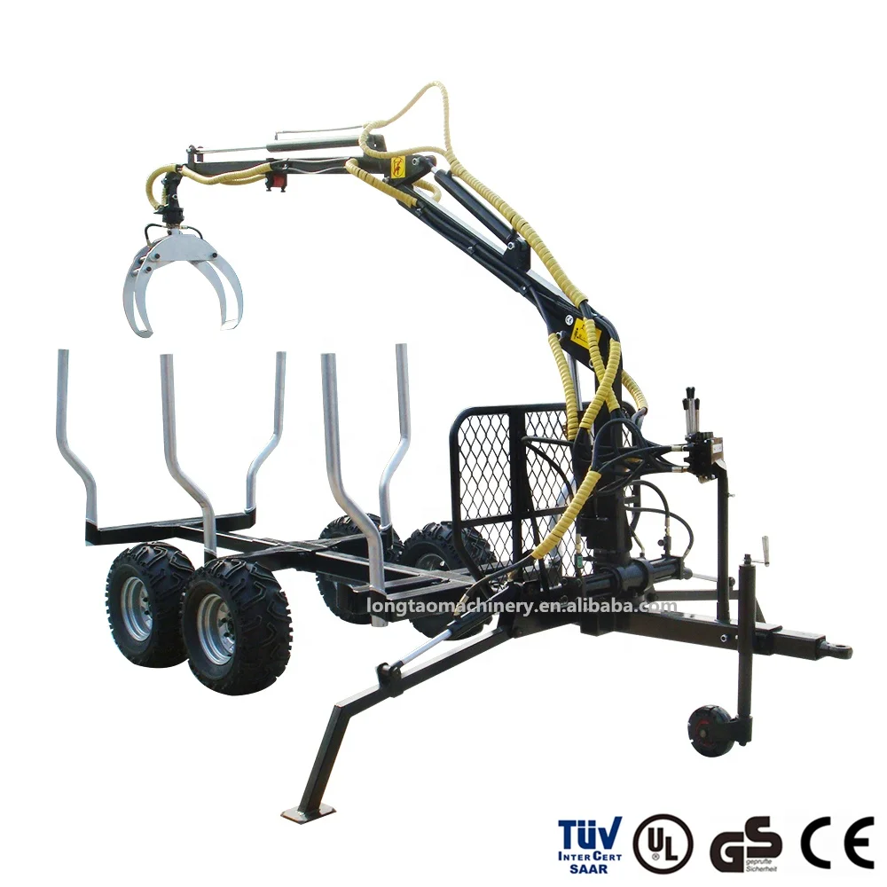 Customized ATV Towable 3 Tons Forestry Timber Crane Trailer With Honda Engine