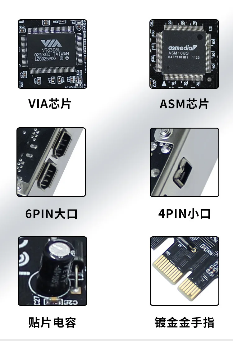 FireWire 1394a IEEE PCI-E PCI Express 1394 Controller Card Stable High Speed Data Transfer with Firewire Cable Pcie Control Card