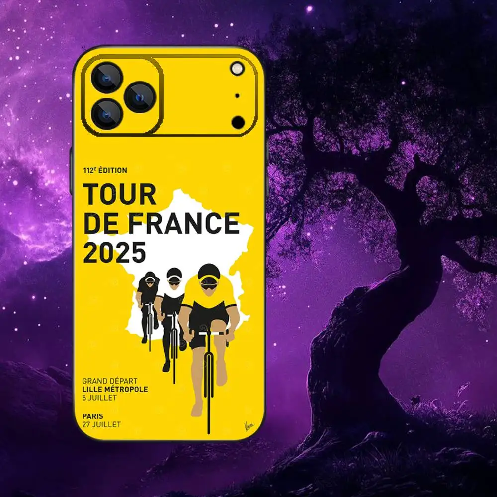 Casing Ponsel Bike T-Tour de France Untuk iPhone 17,16,15,14,13,12,Pro,Max,Plus,E,SE4,Air,Mini Hitam Soft Box