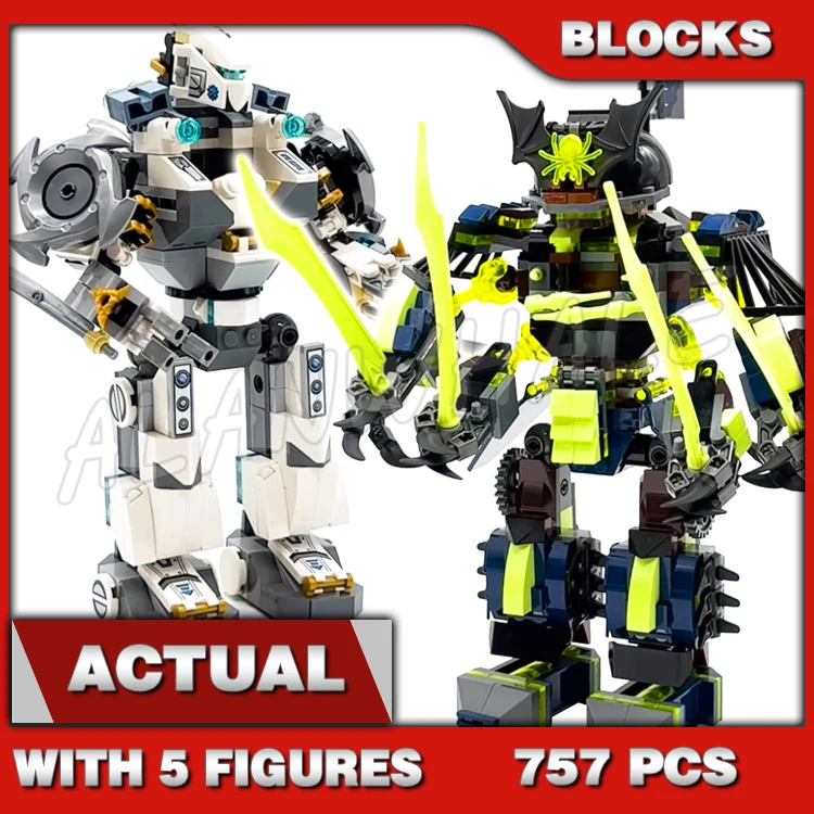 

757 шт. Shinobi Titan Mech Battle Zane Robots Posable Arms Legs Cave 10399 Набор строительных блоков, совместимый с моделью