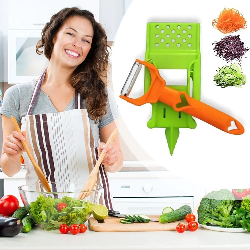 Fruit And Vegetable Peeler, Multifuncional Vegetable Julienne Peeler, 3-In-1 Slicer And Vegetable Peeler, Multifunctional Kitche
