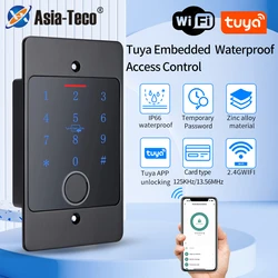 Tuya Wifi Standalone Finger abdruck Zugangs kontrolle Tastatur Metall wasserdichte Hintergrund beleuchtung eingebettete Installation Tür Relais Öffner Leser