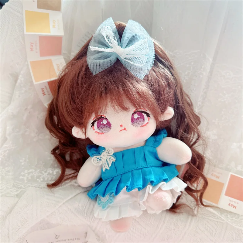 20cm blauer Rock Idol Puppe Kawaii Plüsch Baumwolle Stern Puppe gefüllt Baby Plüschtiere keine Attribute weiche Puppen Spielzeug Fans Sammlung Geschenk