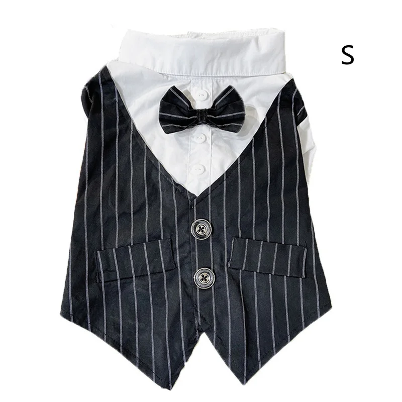 Dog Shirt Stylish Suit Pet Small Dog Clothes Bow Tie Wedding Shirt Costume Formal Tuxedo With Bow Tie Puppy Cat Bulldog Clothing