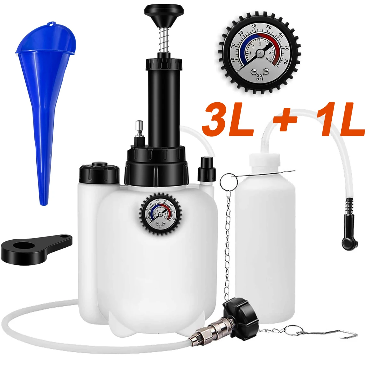 

Brake Bleeding Kit, 3L Fluid Bleeder Vacuum Pump Pressure 10-30 PSI with 1L Refilling Bottle & Cylinder Adapter for Car Clutch