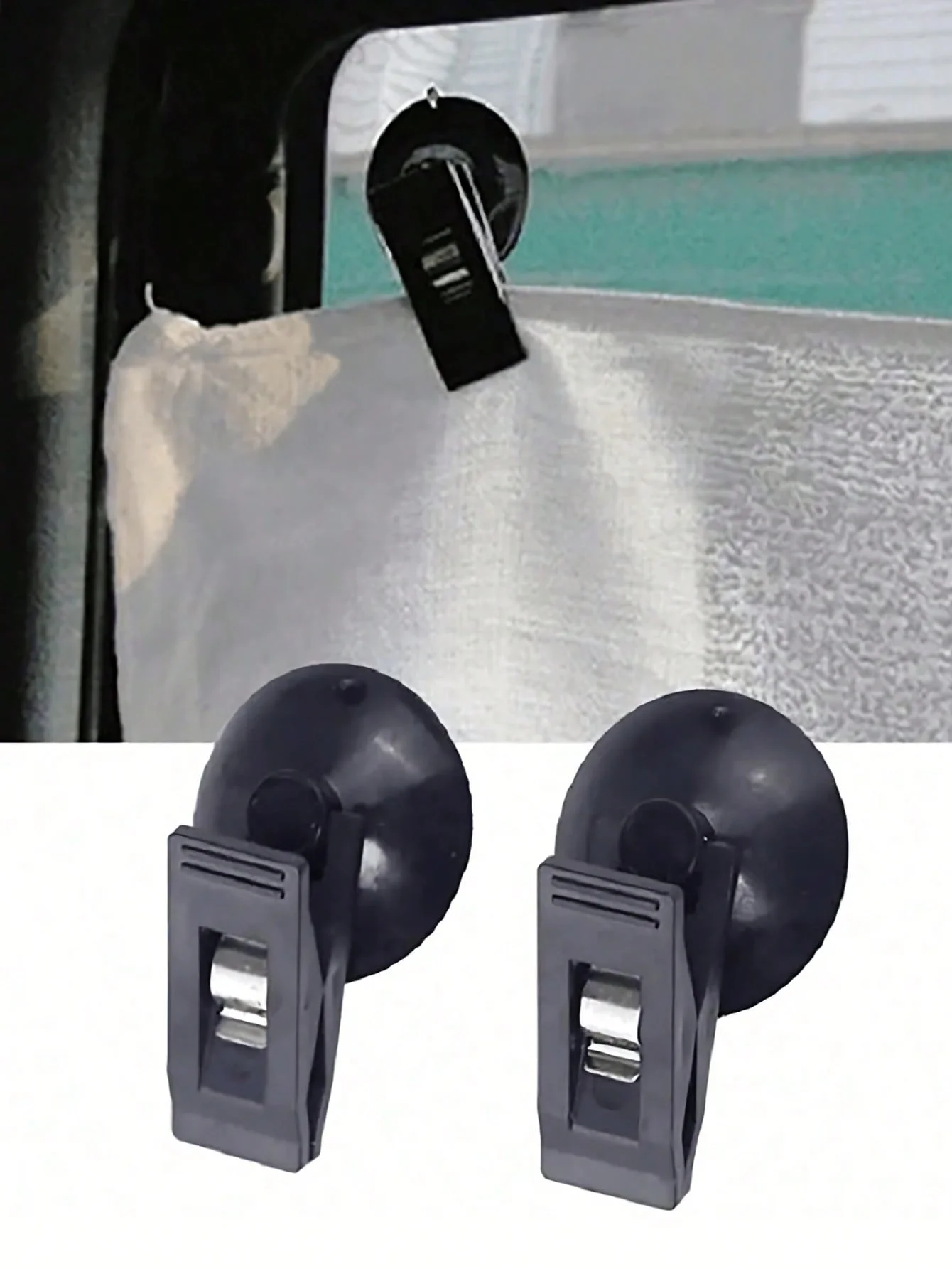 Universal Plastic Car Window Suction Cup Clips – Black Multi-Function Clips for Sun Visors, Curtains, Towels, Business Cards & D
