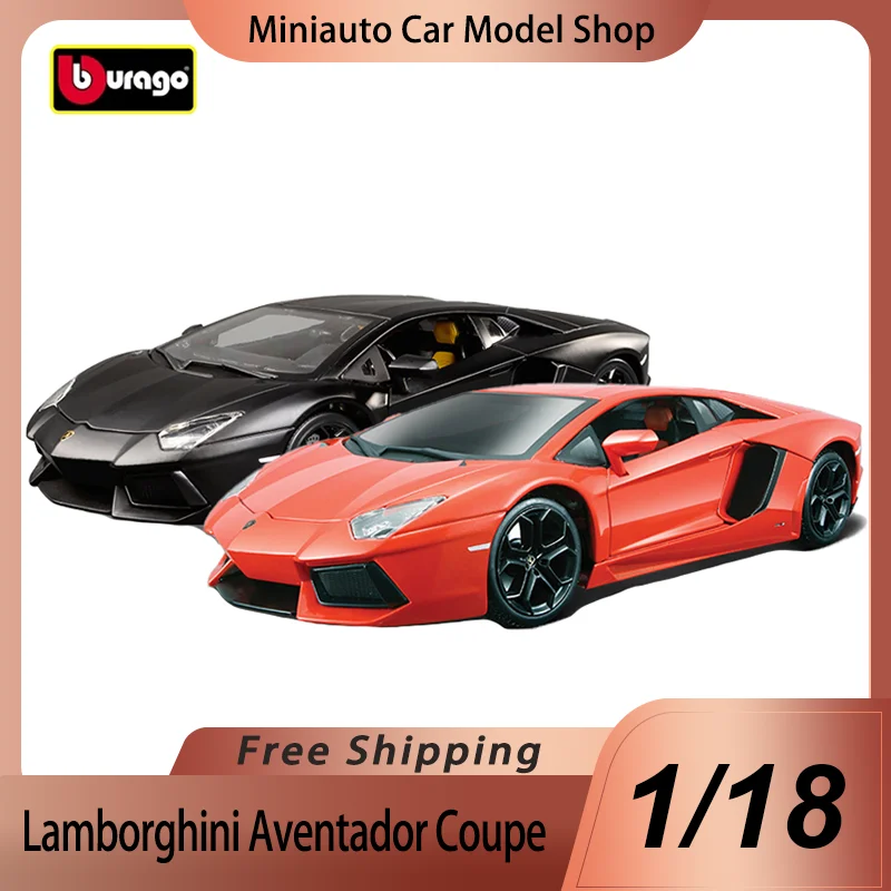 

В наличии Bburago 1:18 Lamborghini чёрный купе, Миниатюрная модель литая под давлением, спортивный автомобиль Lamborghini, игрушка, рождественский подарок для детей