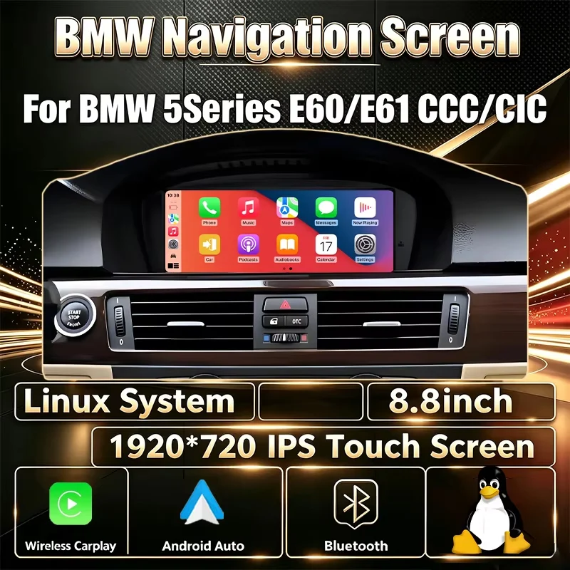 Für BMW E60 E61 E62 E63 E90 E91 E92 CIC CCC 2004-2010 Kabelloses Apple CarPlay Android Auto DVD-Player GPS-Navigation Linux-System Auto-Multimedia-Radio Zentrale Steuereinheit Autoradio