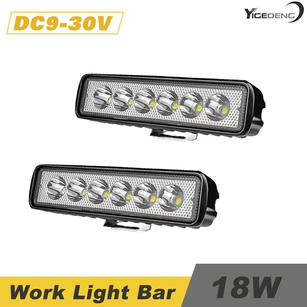 

YIGEDENG-18w 6 LED Motocycle Work Light Offroad Automobile Truck Driving Fog Headlights DRL Driving Lamp High Bright DC9-30V