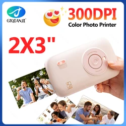Portable Color Photo Printer Mini Pocket 300dpi Bluetooth for DIY Share Photo Picture Work Home CP2100 Machine 2x3 inch Papers