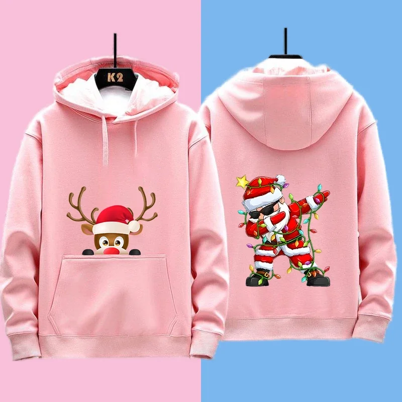 YAGIMI Christmas Family Sweatshirt Cute Deer Print Xmas Sweaters Mother Father Daughter Son Matching Outfit Couple Jersey Tops