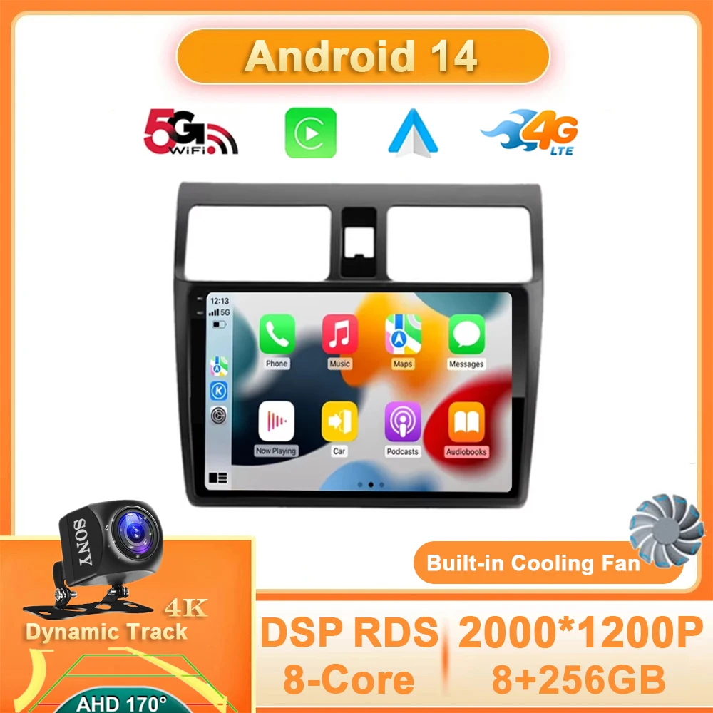 

Android 14 Carplay Auto For Suzuki Swift 2003 - 2010 Car Radio Multimedia Video Player 4G WIFI GPS Navigation 360 Camera QLED BT