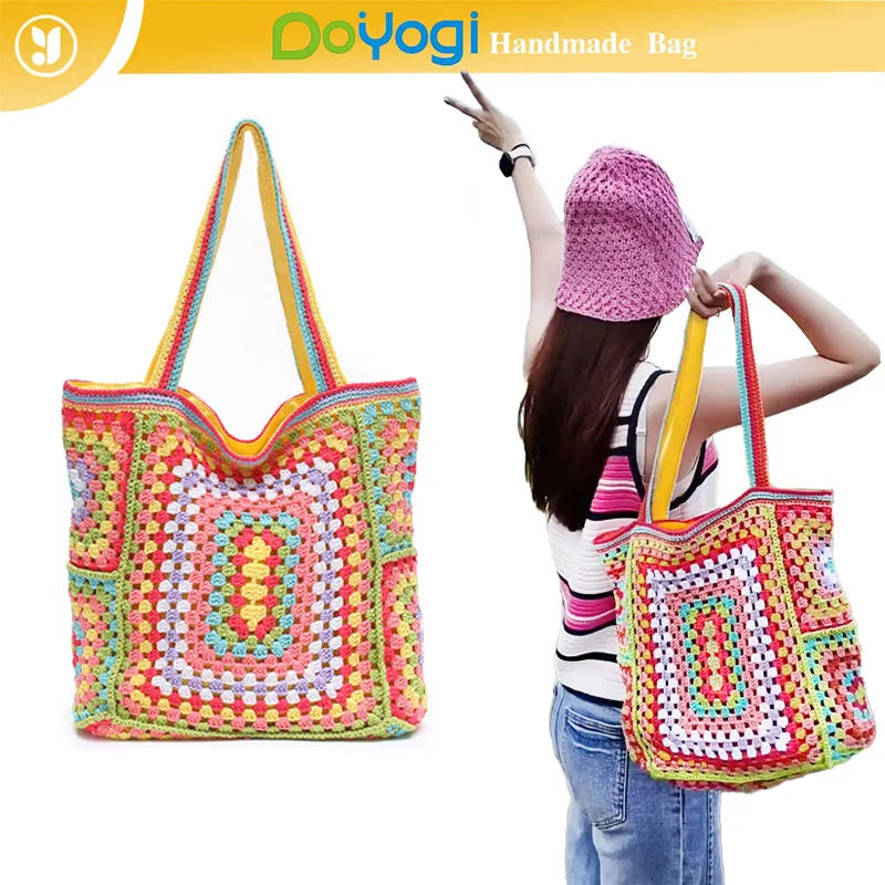 

Knitted Handmade Cute Shouder Bags for Women Tote Bag Crochet Handbag Colorful Summer Totes Oversized Woven Top Handle Purse