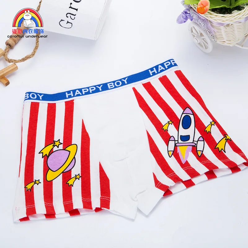 Boy Rocket Stripes Design Boxers Baby Boy Underwear Size S-M-L-XL Children Soft Healthy Underpants Breathable Short Pant 2-10T