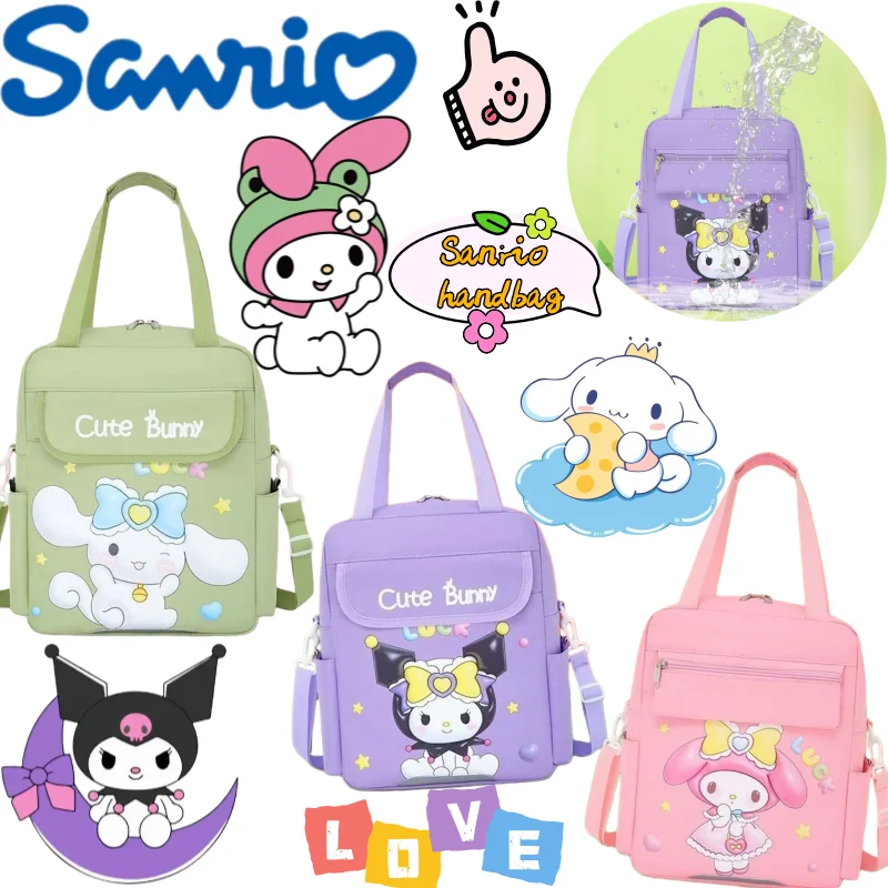 

New Sanrio My melody Kuromi Cinnamoroll tutorial bag creative high-value anime cartoon diy print student large capacity tote bag