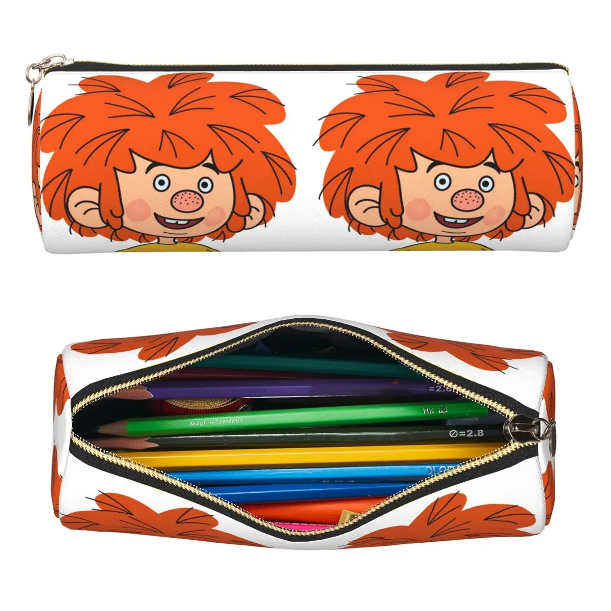 Pumuckl Federmäppchen, Stiftetui, zylindrische Stiftbox, Federtasche für Jungen und Mädchen, Schule
