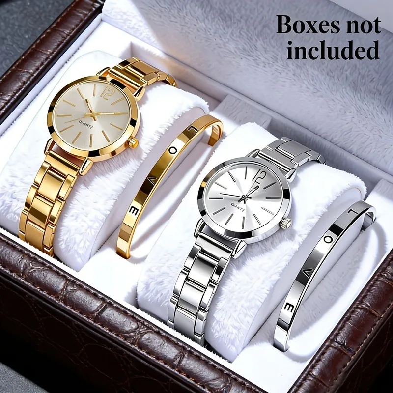 4PCS Fashion Women Watches Opening-cuff Bracelet Bangles Set Simple Ladies Quartz Watch Accessories Relogio Feminino Without Box