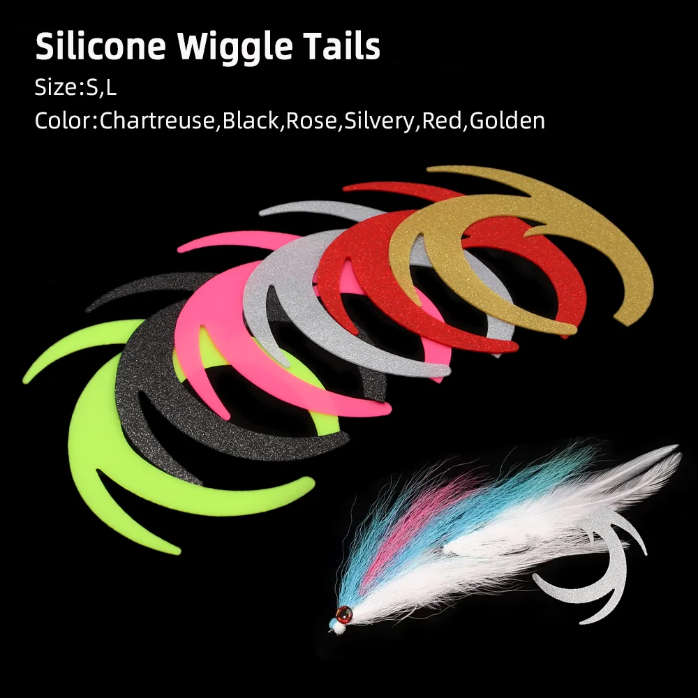 8er/12er-Set Silikon-Wiggle-Drachenschwänze zum Fliegenbinden für Salzwasser-Streamer, Stimulator, Hecht- und Barsch-Angelköder – Detail 2