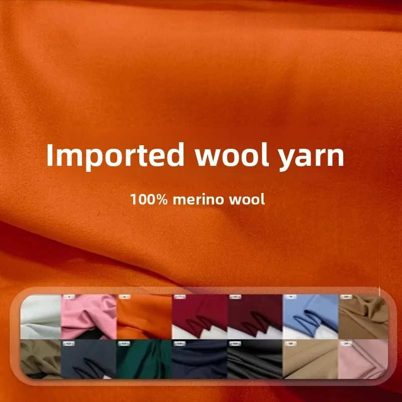 Wrinkle Resistant Wool Crepe Fabric Australian Merino Wool 350g Textured Drape Suiting Fabric for Dress Suit Blazer Trench Coat