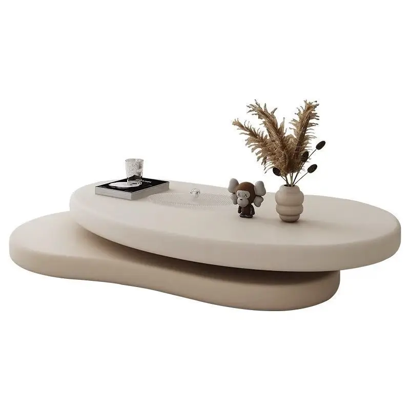 

High-end modern coffee table simple round light luxury creative rotating household small