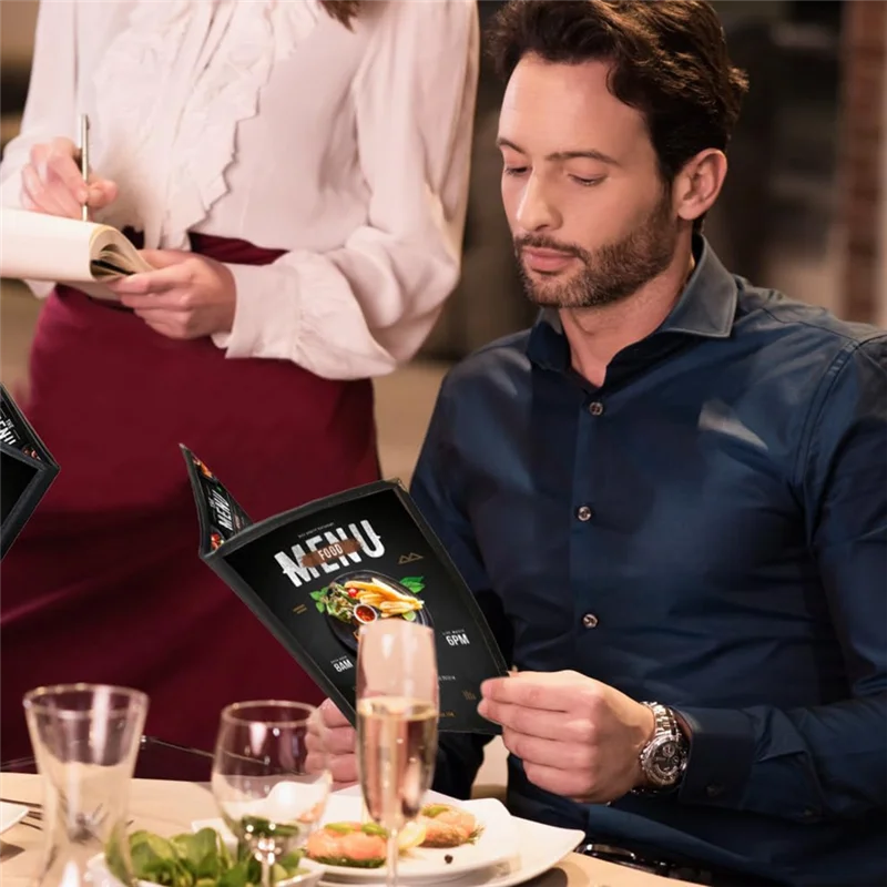 QWE-Menu Cover Porta menu ristorante da 8,5 x 11 pollici 2 pezzi 4 pagine 8 visualizzazione Manicotto menu trasparente, adatto per carta formato A4