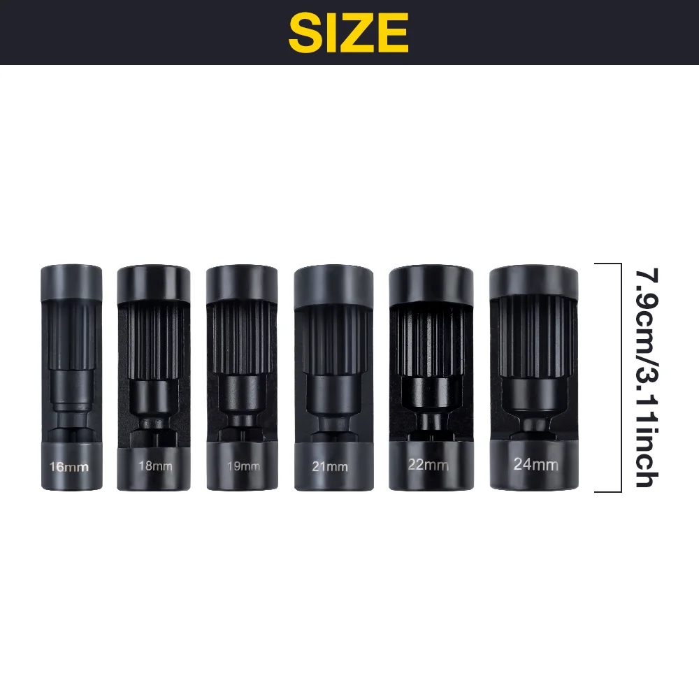5/6PCS Suspension Strut Nut Sleeve, Automotive Shock Absorber Removal Tool Auto Repair Tool For 16mm To 24mm Shock Absorber Nuts