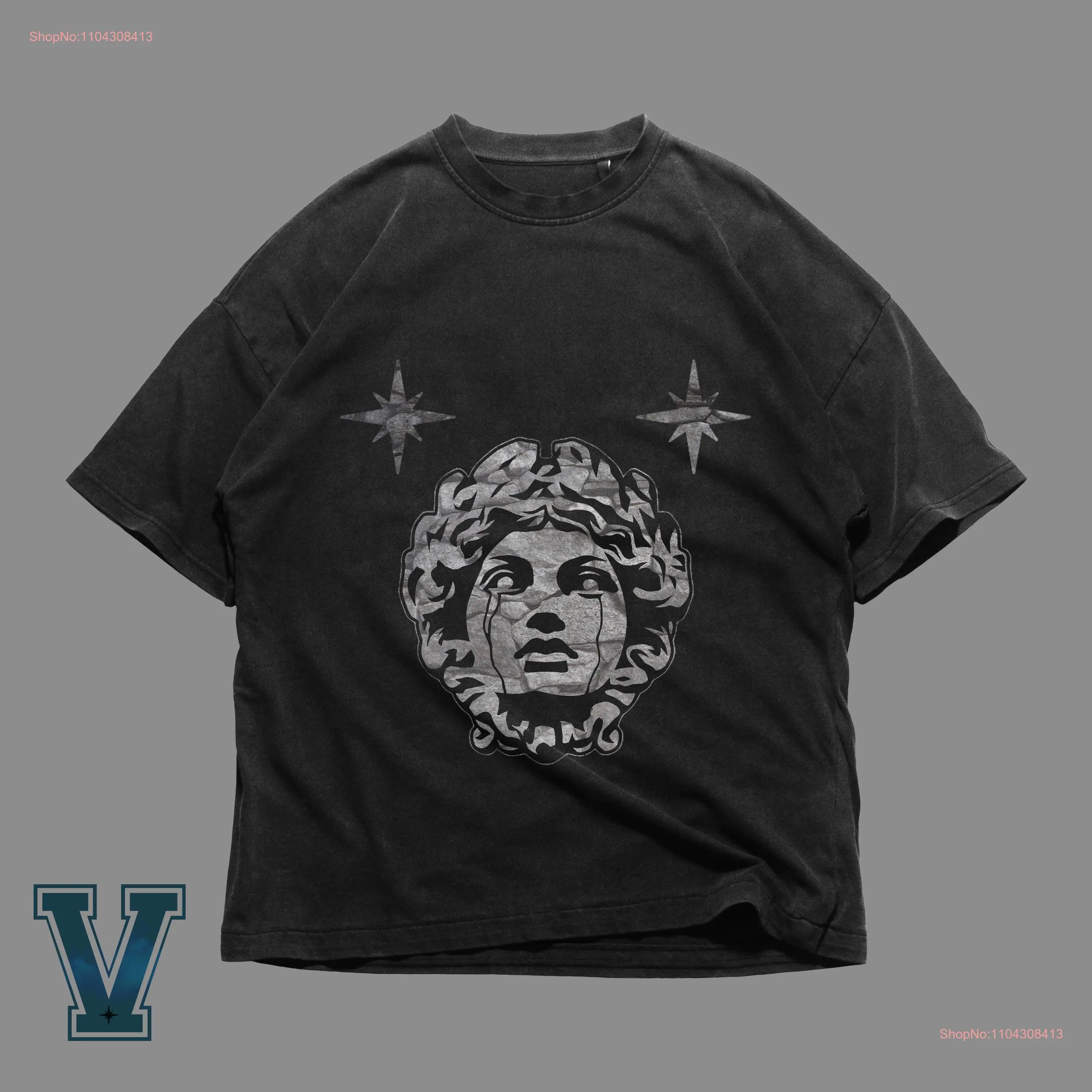 Limited Edition Statue Head T Shirt Bold Streetwear with Star Accents Exclusive Vintage Design long or short sleeves