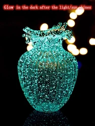 Modern Fashion Creative Luminous Flower Vase Glass Vase Home Office Desktop Nightstand Ornaments