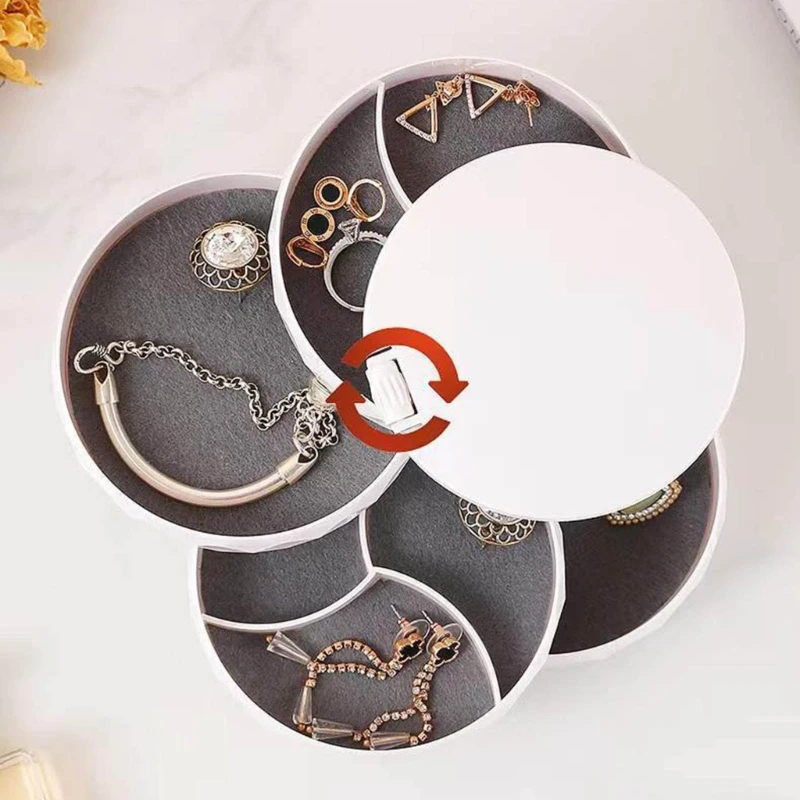 Rotating Jewelry Stand MultiLayer Circular Storage Case Gift for Wome Exquisite Jewelry Tray Earring Bracelets