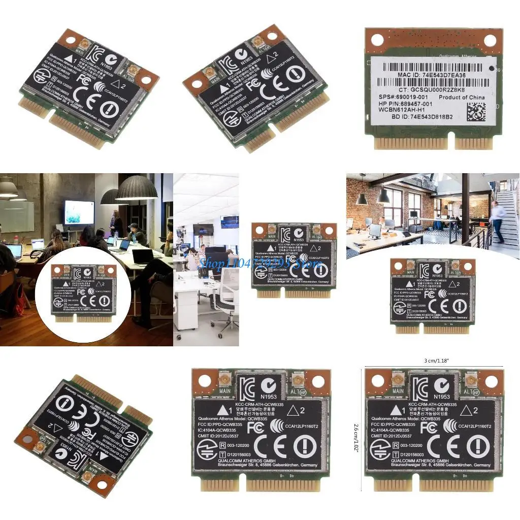 

Y2GD 802.11bgr Wifi Bluetooth-совместимая беспроводная половина Mini PCIe Card для HPatheros QCWB335 AR9565 690019-001