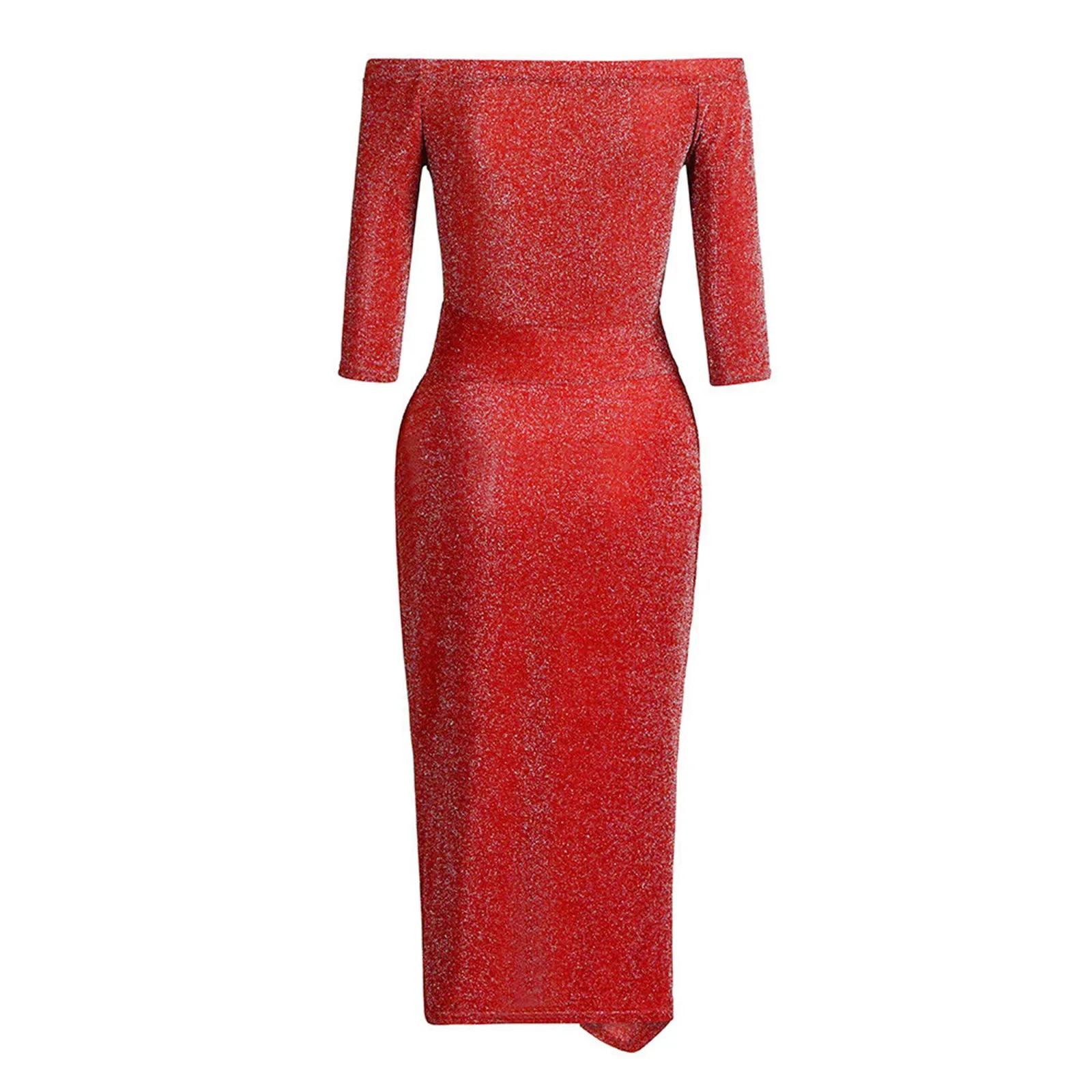 Women'S Hip Hugging Side Slit Dresses Shiny Bling Sequined Evening Dresses Dinner Bag Elastic Waist Bandage One-Neck Hip Dress