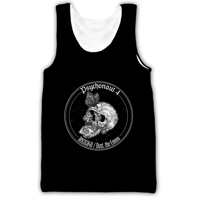 

Psychonaut Mens Womens Printed Casual Vest Tops Fashion Sleeveless Vest Shirt Loose Sporting Tank Top
