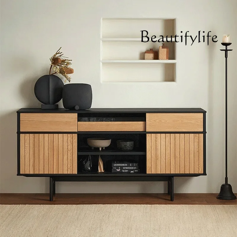 

furniture Japanese-Style Solid Wood Rattan Sideboard Cabinet Modern Minimalist Storage Cabinet