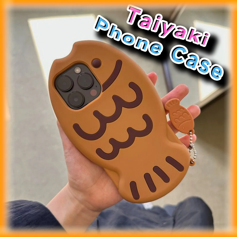 Kawaii Taiyaki 3D Shockproof Phone Case Compatible for IPhone XR 11 12 13 14 15 Pro Max Funny Creative Protective Cover