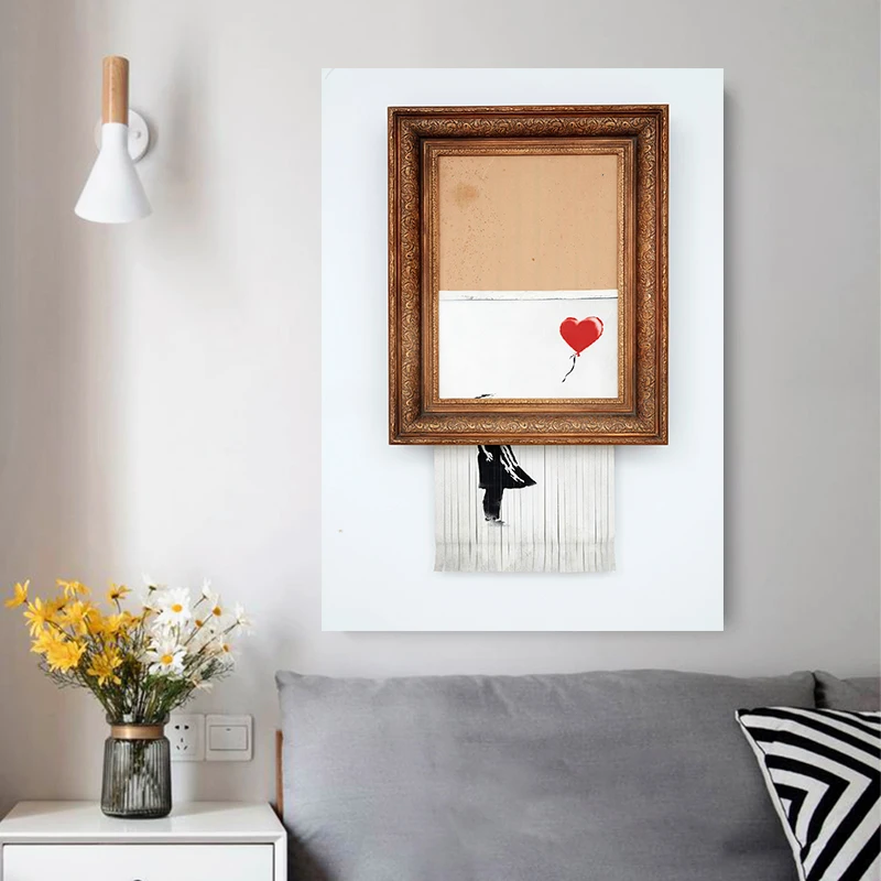 Banksy Street Graffiti Art Canvas Painting, Butterfly Girl Poster and Prints Wall Art Pictures for Living Room Home Decoration