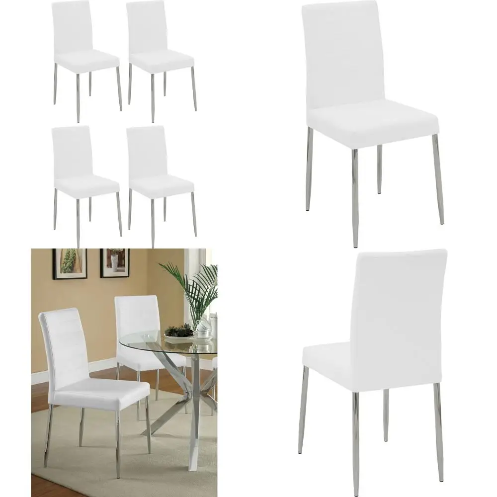 Conjunto de cadeiras sem braços estofadas em metal contemporâneo com encosto capitoné de canal, estilo moderno, perfeito para sala de estar ou área de jantar