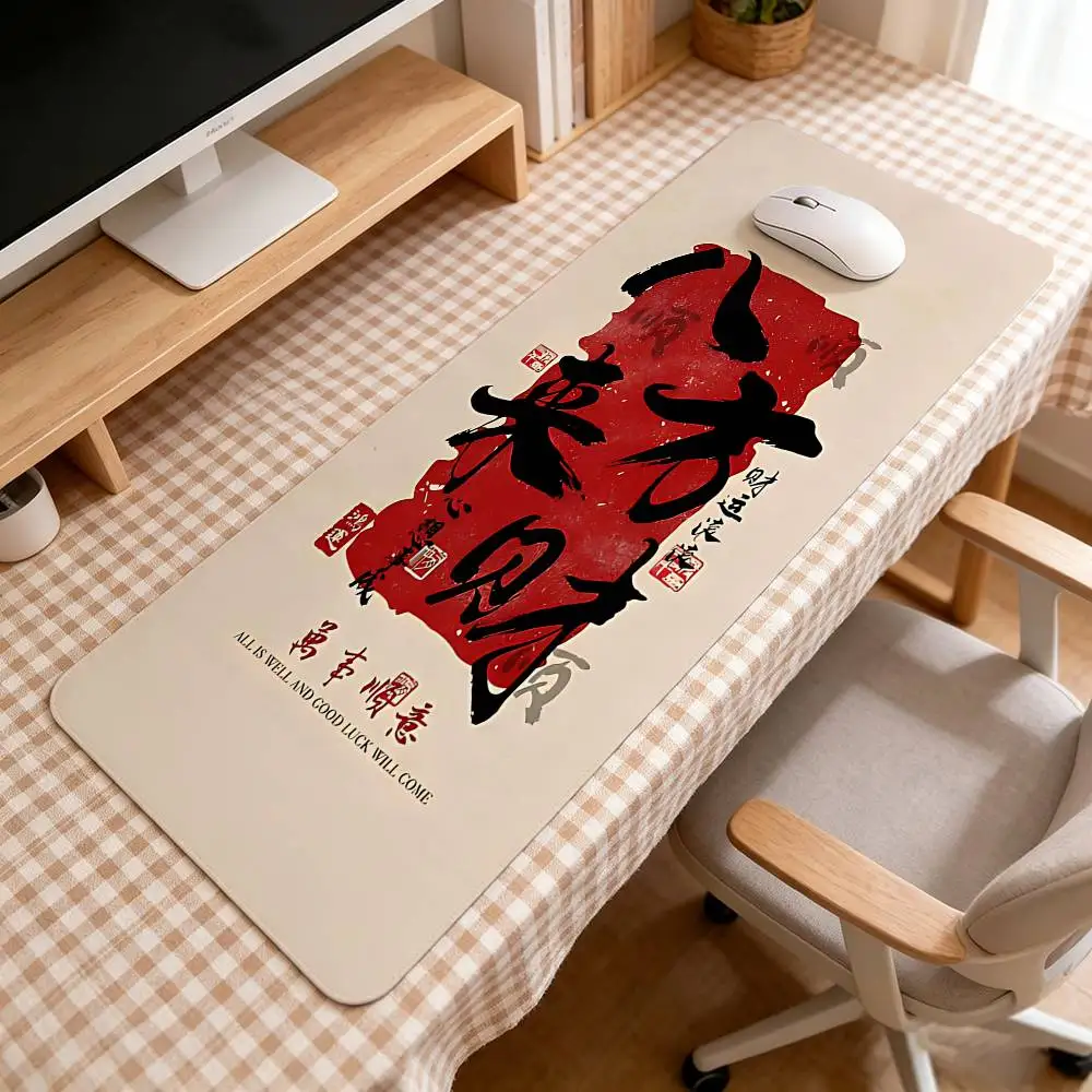 Chinese Character Art Kawaii Mouse Pad Large Rubber Keyboard Mouse Carpet Anti-slip Gamer Mouse Pad Laptop HD PC Mousepad