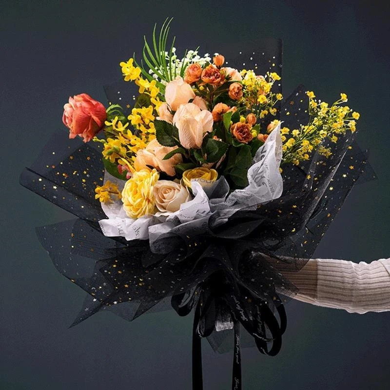 

R1WE 14cm Stamping Moon & Star Sequin Tulle Mesh Roll DIY Tulle Craft Birthday Party Supplies Wedding Decoration DIY Bows