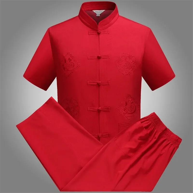 

Tang Suit Traditional Chinese Clothing for Men Jackey Chinese Shirt Style News Year Top Pant Hanfu Kung Fu Clothing Blouse Party