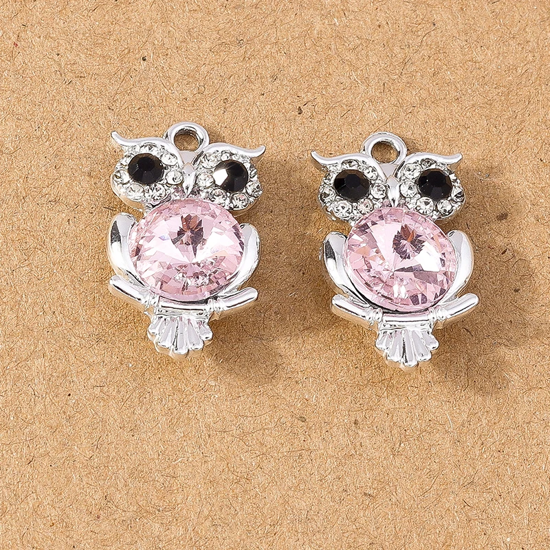 10pcs Cute Crystal Owl Charms for DIY Crafting