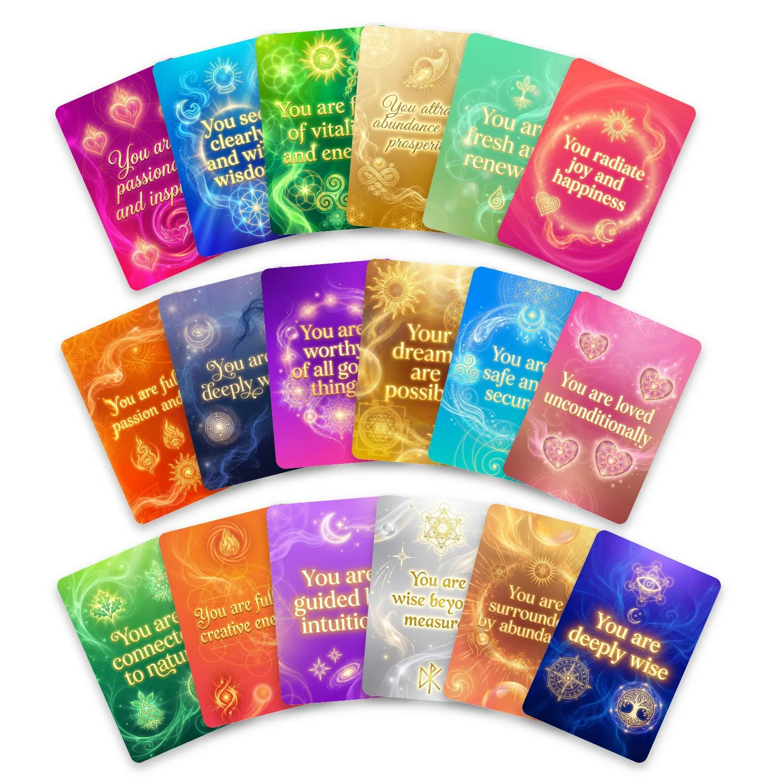 Vibrant English SelfAffirmation Cards Set Mind Motivation Positive Energy Quotes Decor Greeting Card Daily Message Card