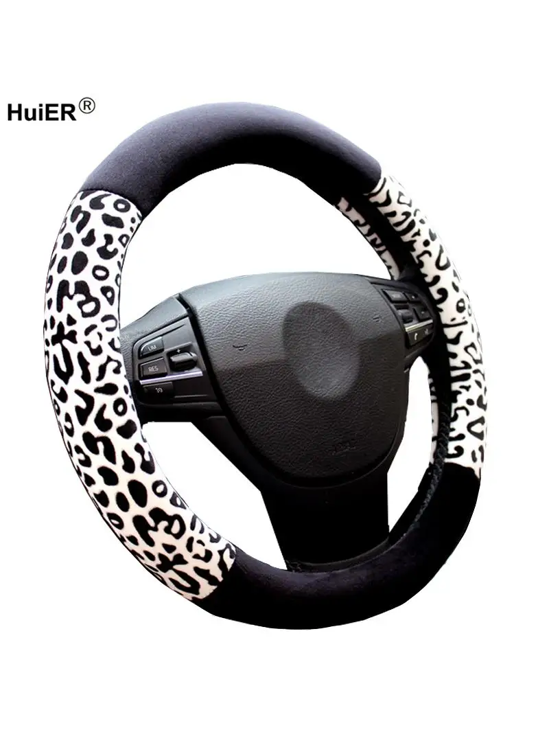 Winter 7 Kleuren Auto Stuurhoes Mode Luipaard Ontwerp Pluche Zachte Universele Vlecht Op De Stuurwiel Car styling - afbeelding 2