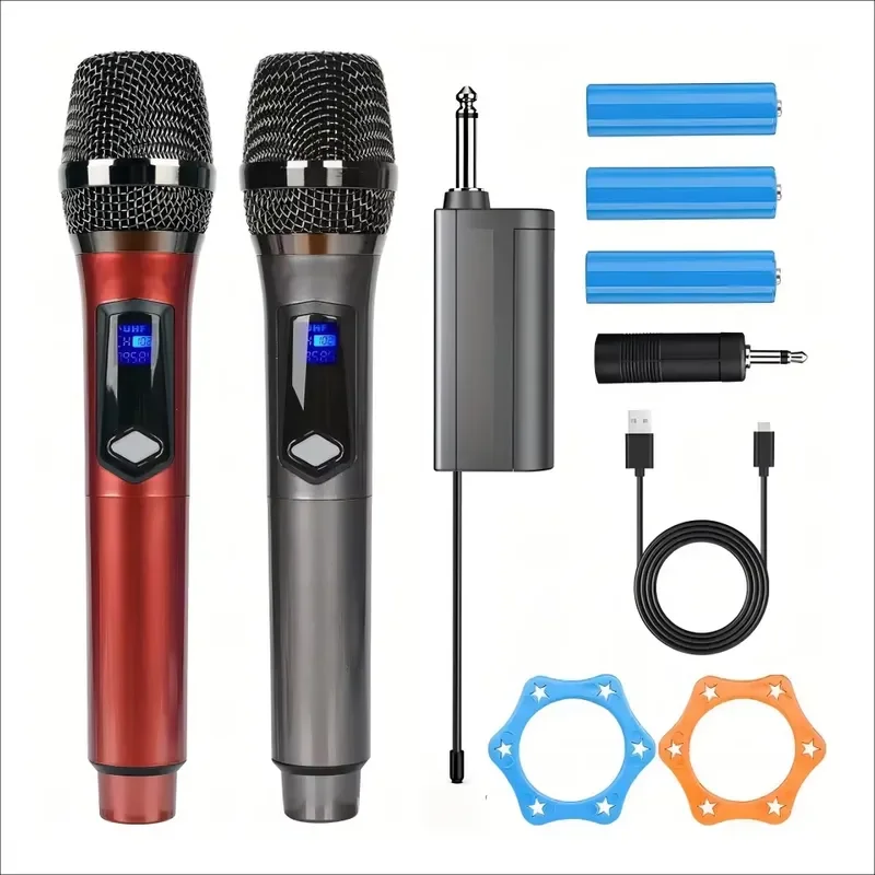 BOLRZO Dynamic Professional 2.4G Dual Premium Classroom Chapel Charging Handheld Karaoke Wireless Microphone Wedding/Home KTV