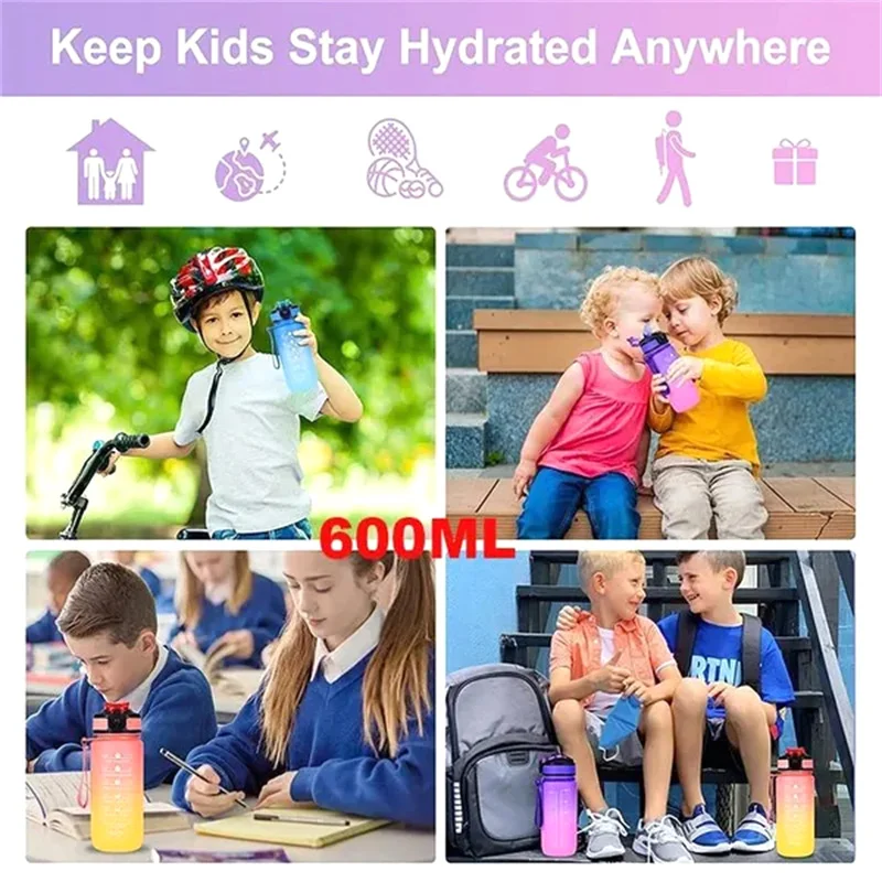 1000ML Bounce Kettle Gradual Change Color Water Bottle Portable Graduated Straw TRITAN Sports Cup