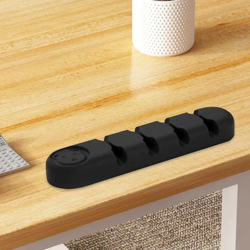 Cable Management Clip Bear Pattern Desktop Cable Organizer With Four Holes Wall Cable Management Nightstand Electrical Cord